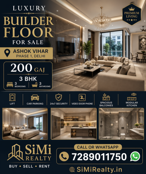Luxury Builder Floor For Sale In Ashok Vihar Phase 1 Delhi