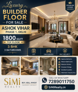 Luxury Builder Top Floor For Sale In Ashok Vihar Phase 1 Delhi